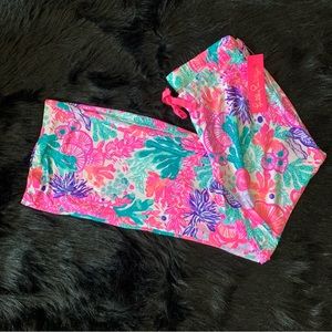 NWT Lilly Pulitzer Pajama Pants Small Seaside Carnivale Knit Hot Pink